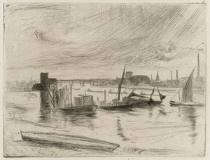 Early Morning, Battersea, 1861 (drypoint på papir) af James Abbott McNeill Whistler